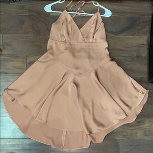 Chic Backless Tan Dress